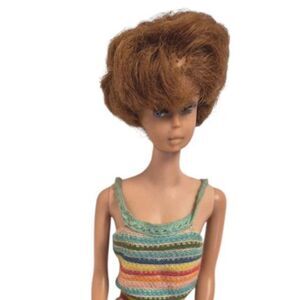 Vintage 1961 Titian Redhead Bubblecut Barbie Doll Japan #850 No Neck Splits Vtg